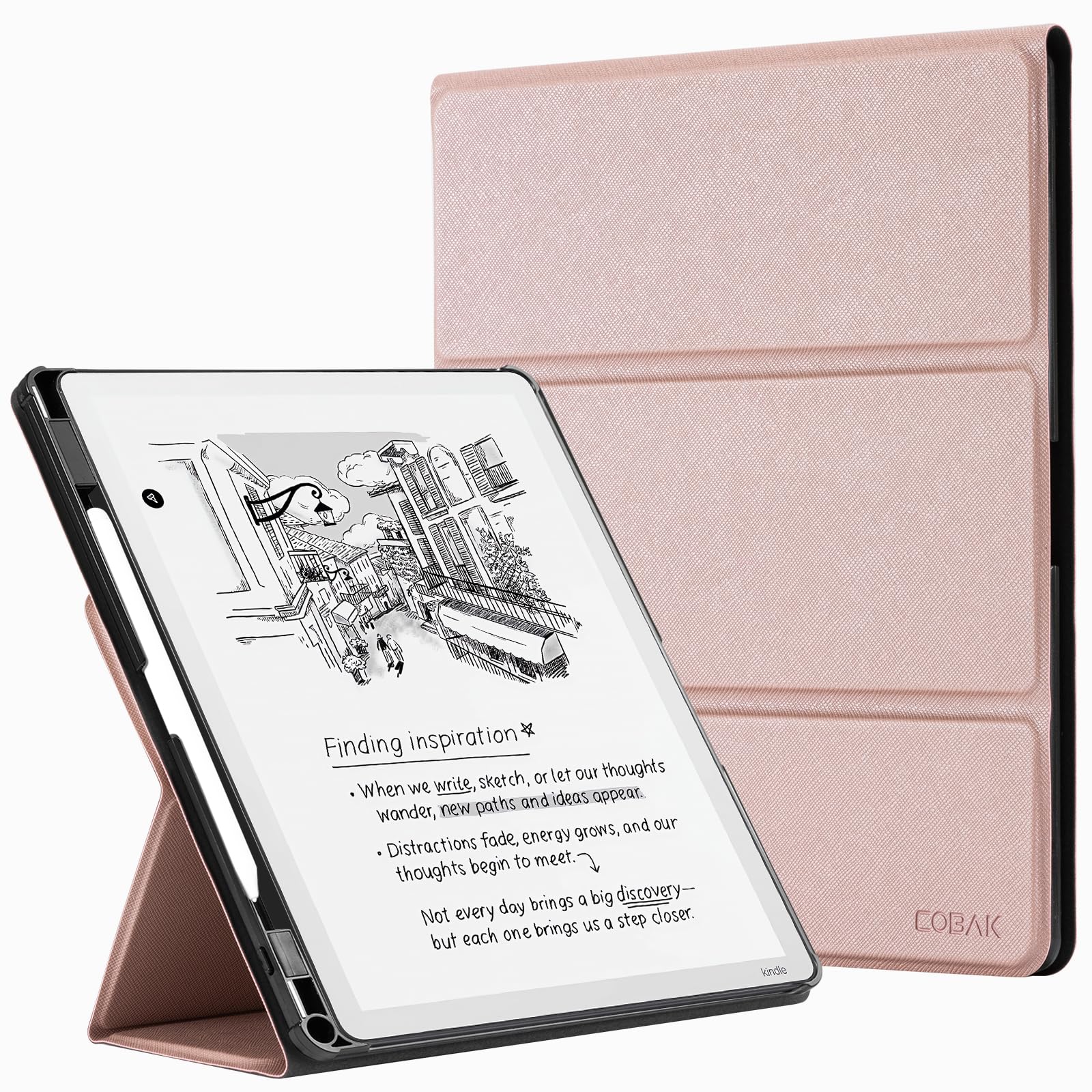 CoBak Stand Case for Kindle Scribe - Premium Folio Leather Cover with Pen Holder, Auto Sleep/Wake - Compatible with 10.2 Inch Kindle Scribe (2022/2024 Release)