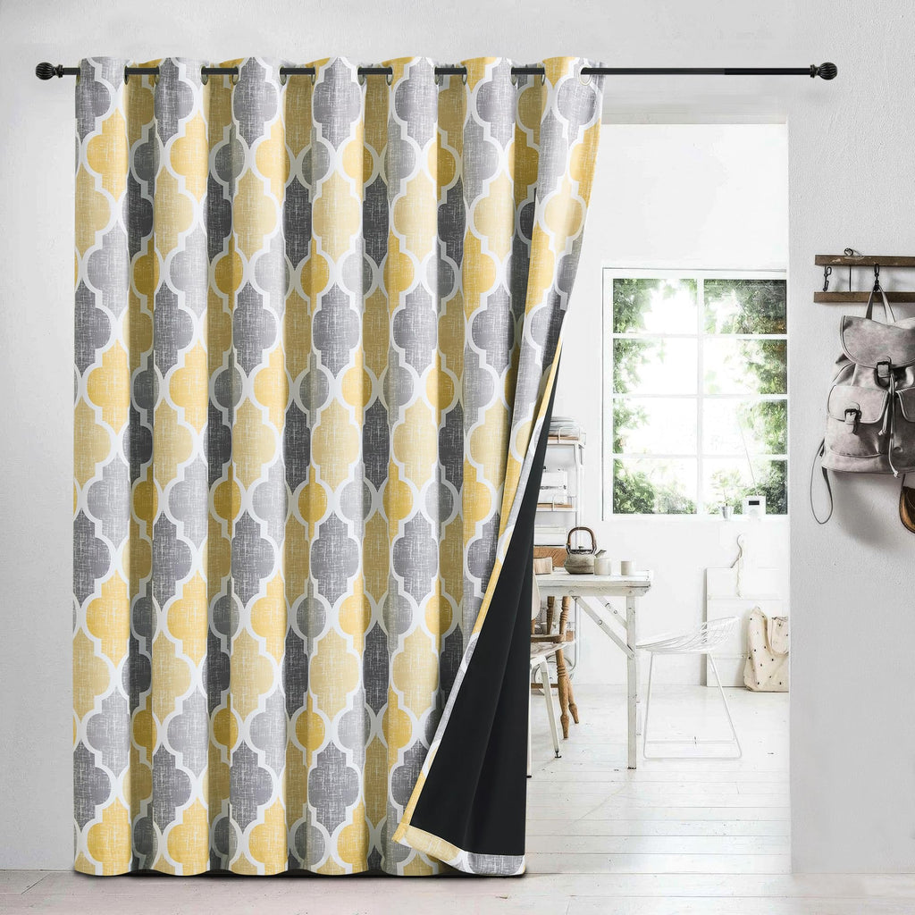 Beauoop 100% Blackout Curtains 45 Inches Long 2 Panels for Bedroom Living Room Aqua Grey Moroccan Geo Room Darkening Thermal Insulated Soundproof Grommet Top Window Treatments Drapes, 50x45 Set of 2