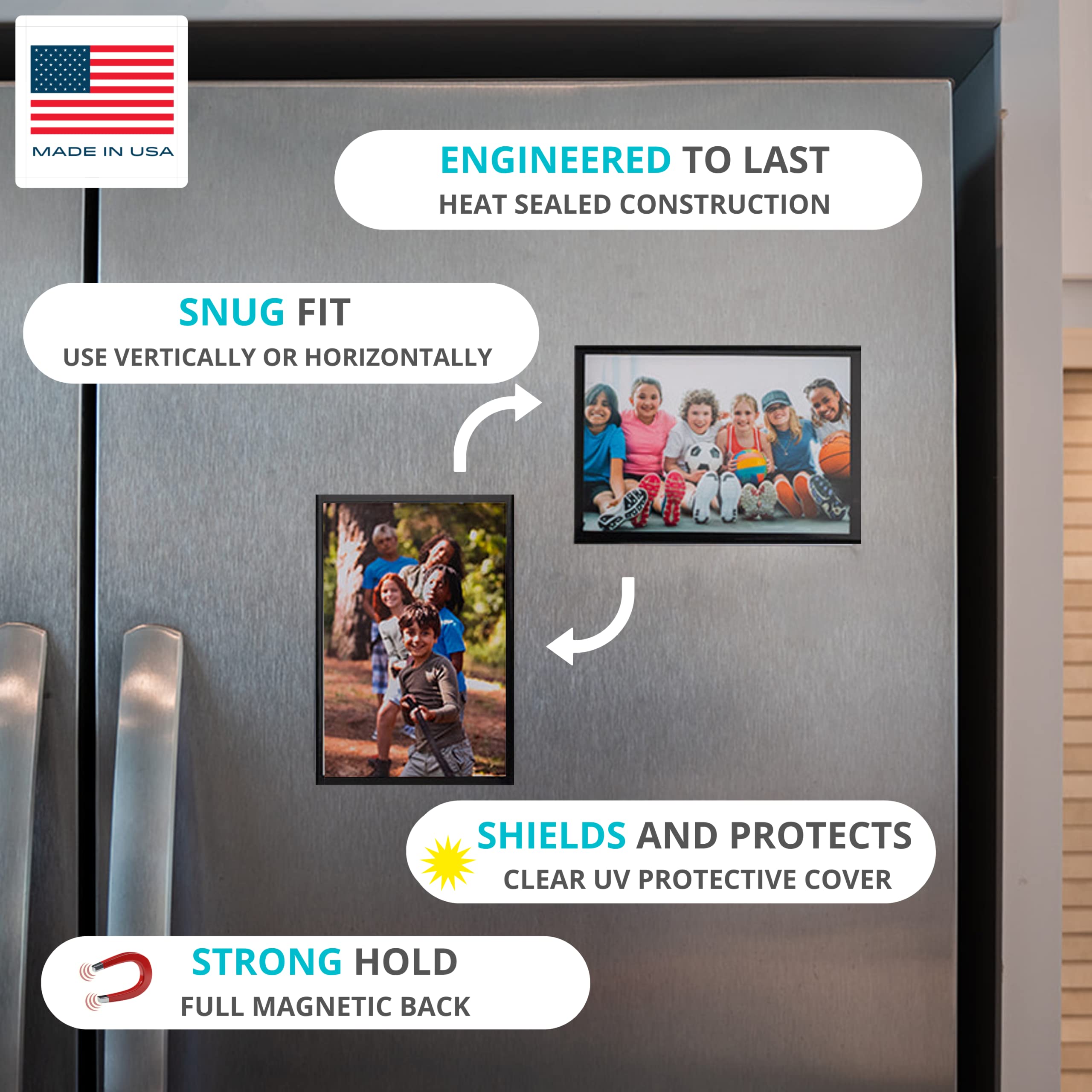 Magtech Magnetic Photo Pocket Picture Frame, White, Holds 2.5 x 3.5 Inches Photos, 10 Pack, Made in the USA (12310)