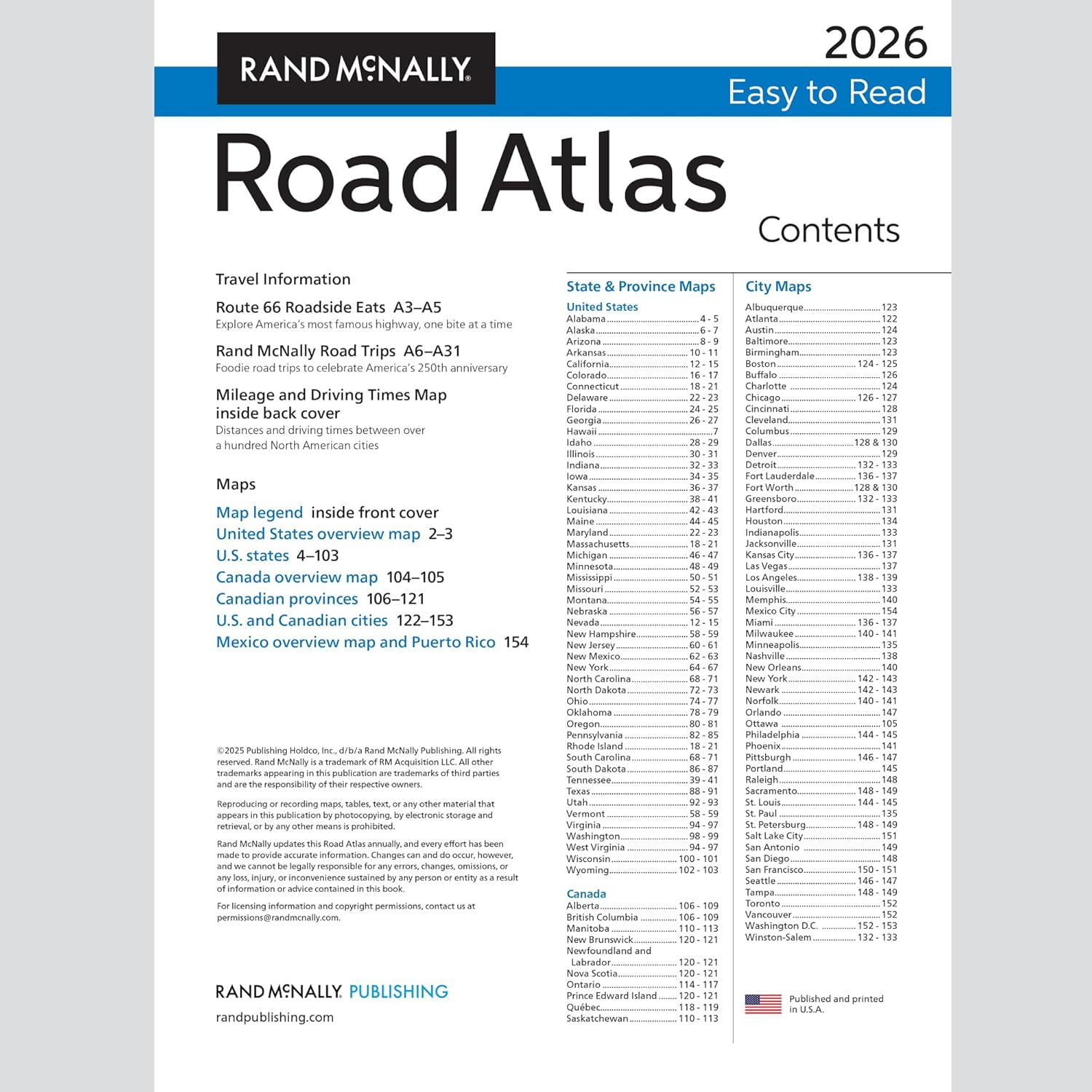 2026 Rand McNally Easy to Read Midsize Road Atlas