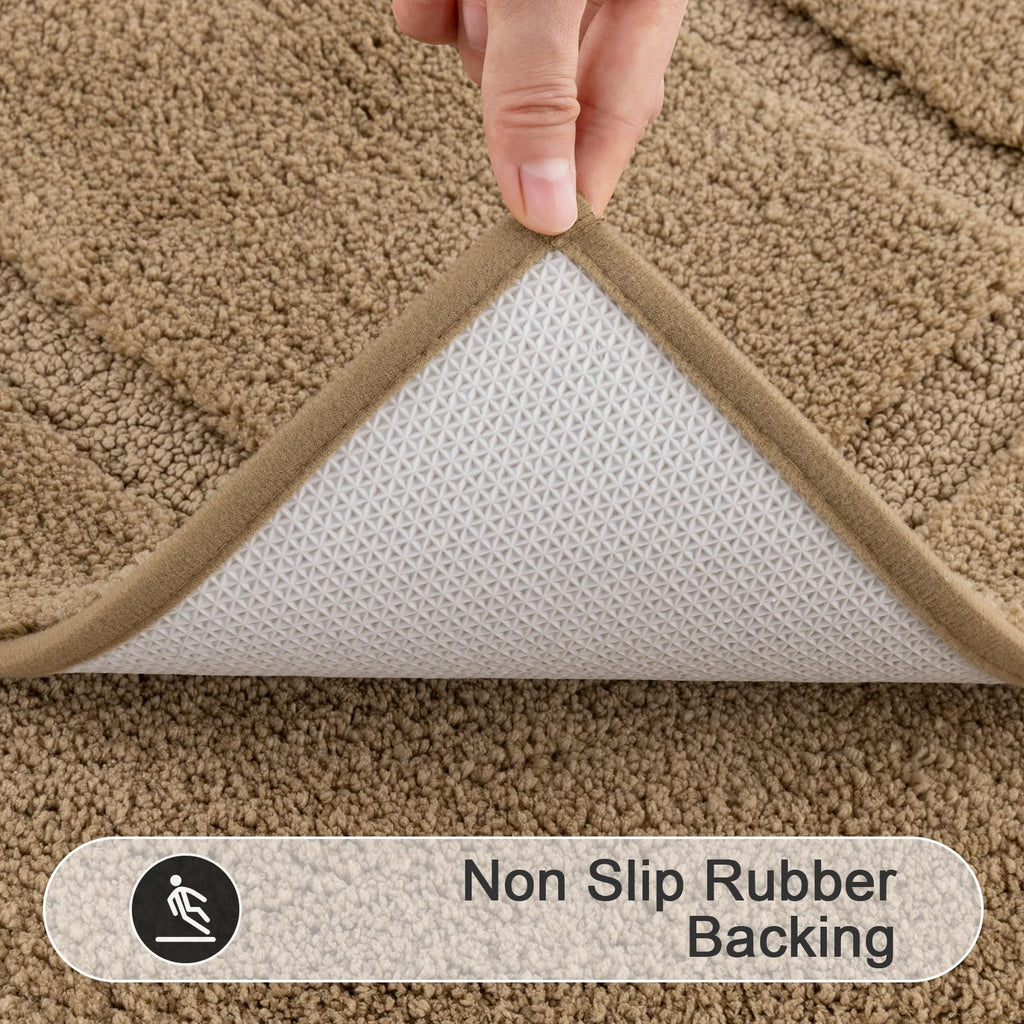 SHACOS Black Bathroom Rugs Sets 3 Piece, 16"x24" + 20"x32" Non Slip Bath Mat and 20"x24" Toilet Rugs U Shaped Washable, Soft Fluffy Water Absorbent Bath Rugs for Bathroom