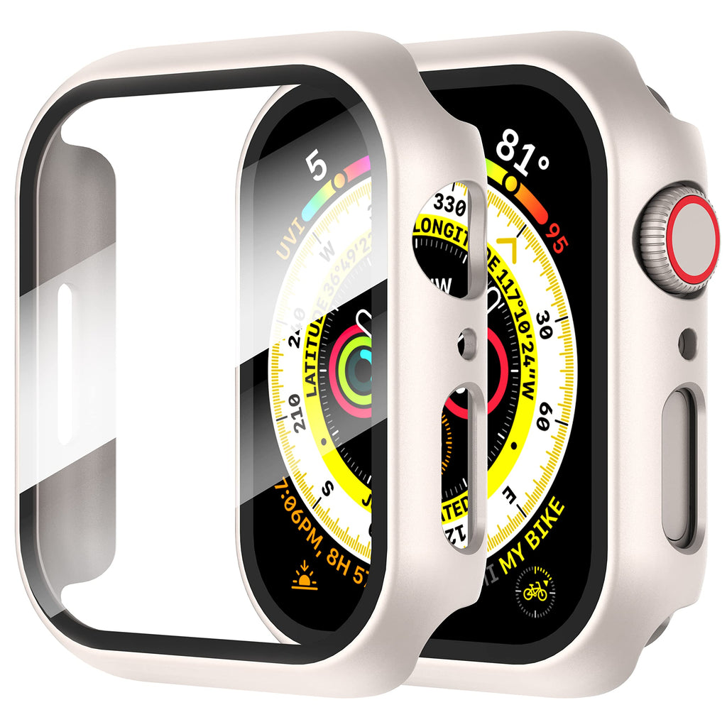 Diruite 2-Pack for Apple Watch Series 3/2/1 38mm Case, Ultra-Thin All-Around Tempered Glass Screen Protector Protection Cover for iWatch 38mm - Black