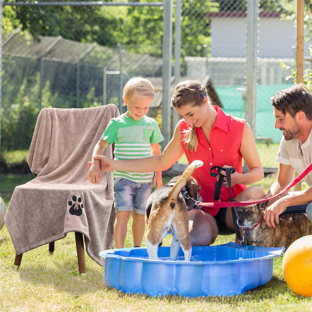 Dogvingpk Medium Dog Towel 4 Pack, Super Absorbent Soft Quick Drying Microfiber Pet Bath Towels for Medium & Small Dogs (M-36" * 28", 2Grey and 2Brown)