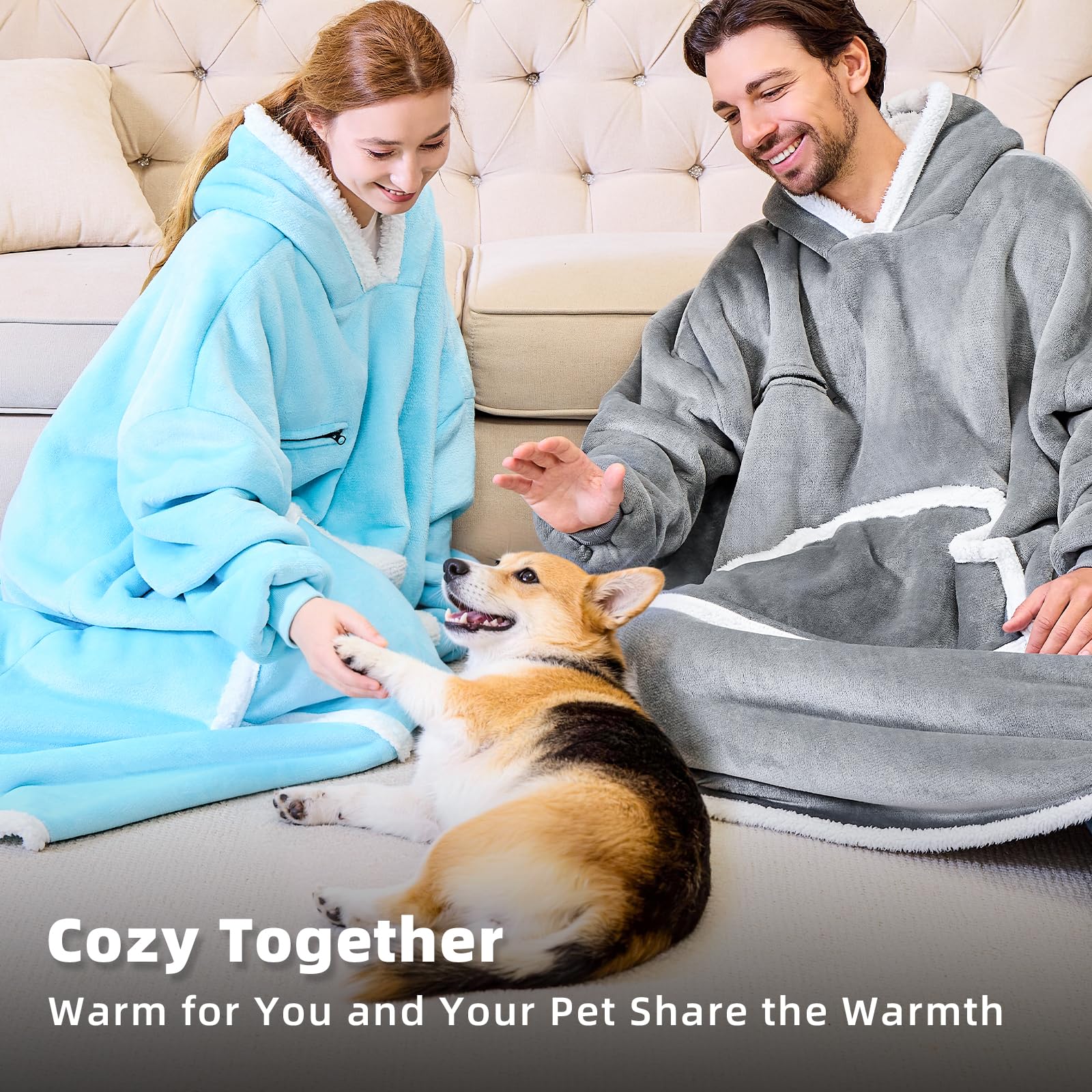 IFNOW Wearable Blanket Hoodie, Oversized Sherpa Fleece Hooded Sweatshirt with Eye Mask, Cozy and Giant Blanket Hoodie with Sleeves Extra Long for Adults Men Women, Black