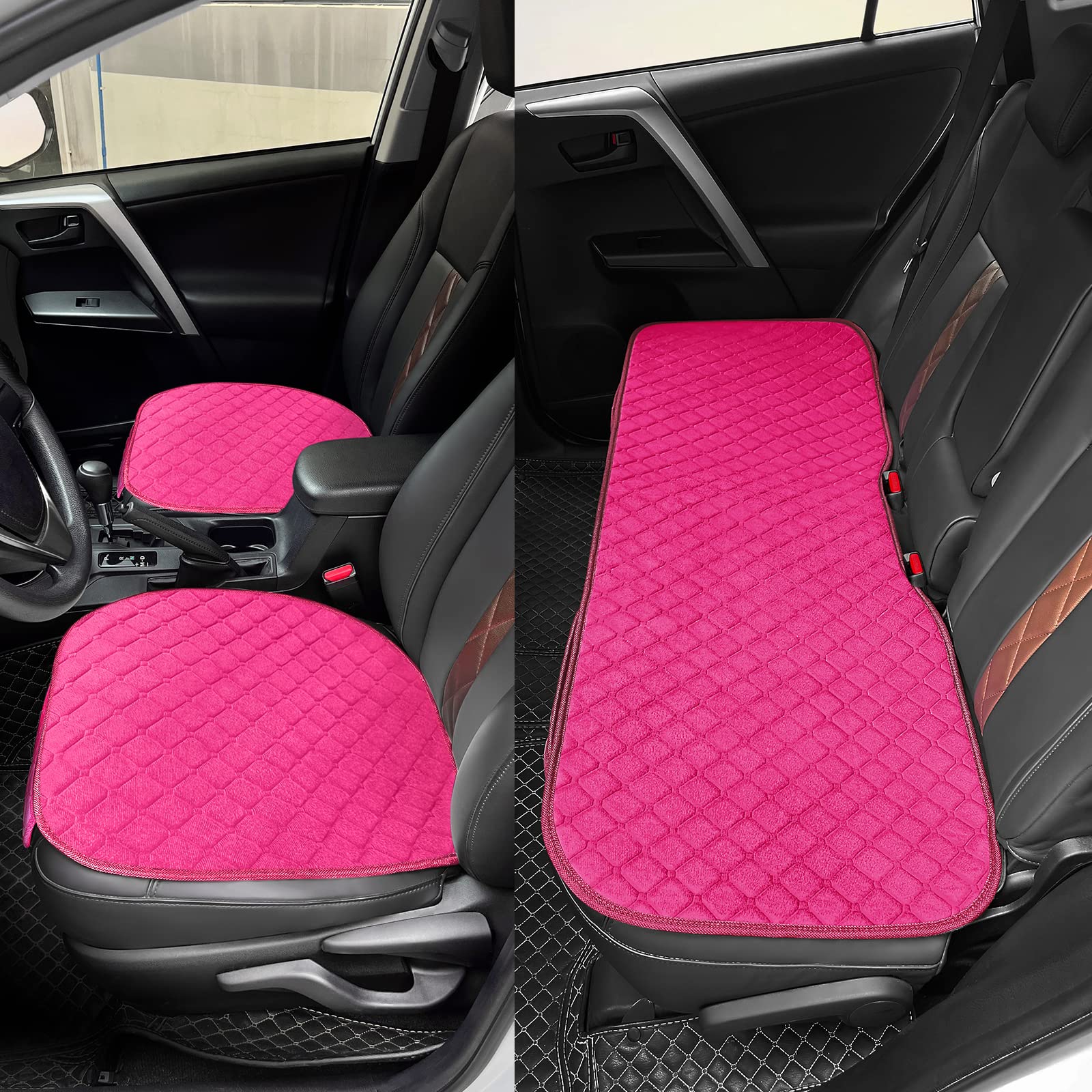 surpassme Comfortable Car Seat Covers Universal Front Seat Covers for Car Accessories, Padded Car Interior Covers for Automotive, SUV, Truck, and Van(Black)
