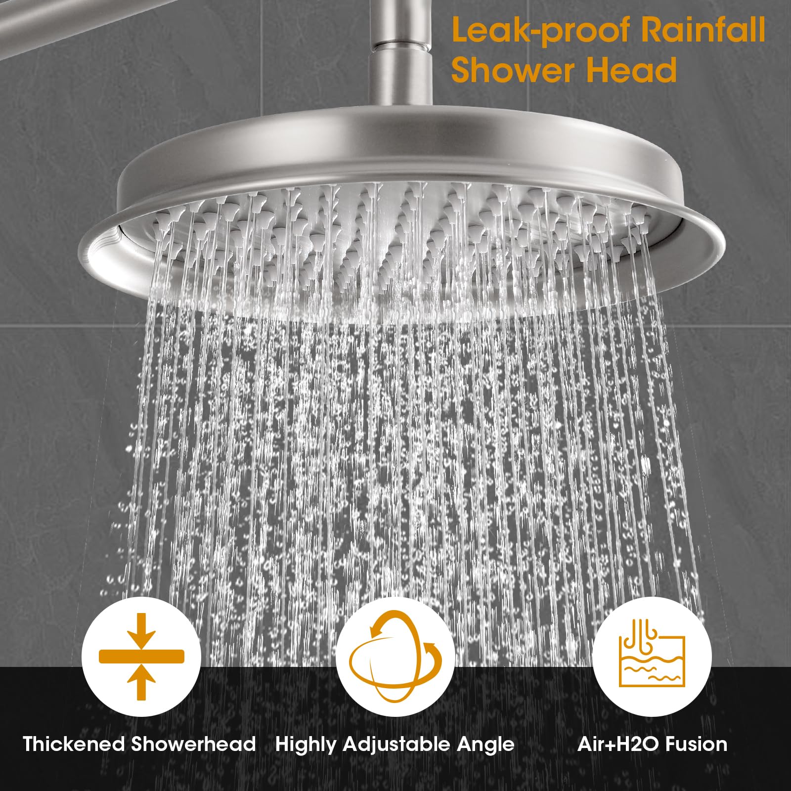 Rainfall Shower Head with Handheld Combo, Brushed Gold Shower System with Balance Pressure Valve, 9 inch Shower Head and Faucet Set, Rain Shower Head with Handheld Spray Wall Mount(B2312-BG)