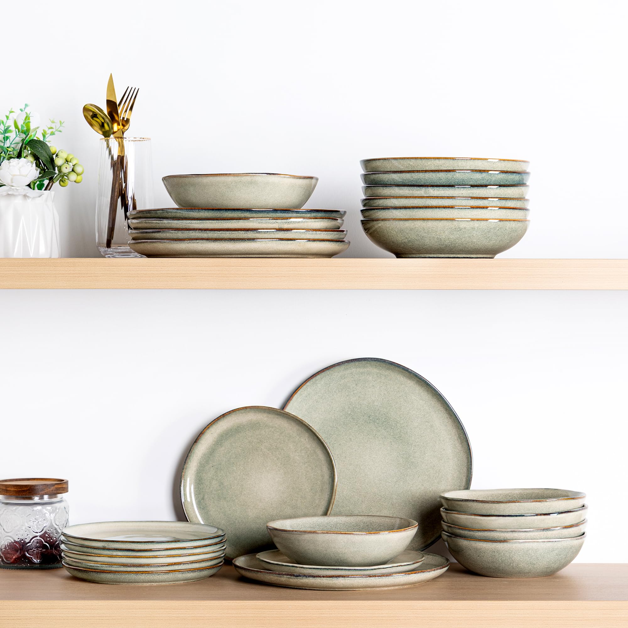 AmorArc 8.5" Ceramic Plates Set of 6 | Handmade Stoneware with Reactive Glaze for Dessert, Salad, Appetizer & Dinner | Microwave/Dishwasher Safe, Scratch Resistant