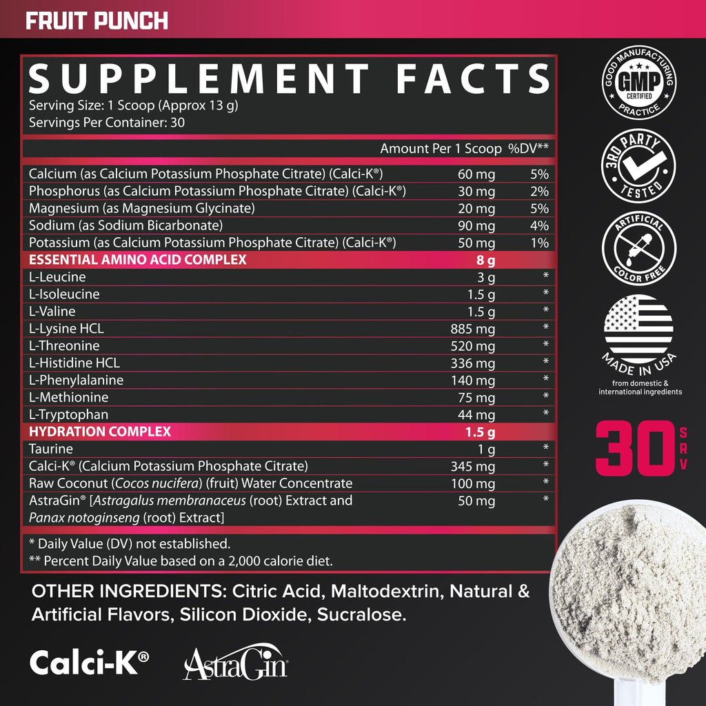 Nutrex Research EAA Hydration | EAAs + BCAAs Powder | Muscle Recovery, Strength, Muscle Building, Endurance | 8G Essential Amino Acids + Electrolytes | Apple Pear 30 Servings