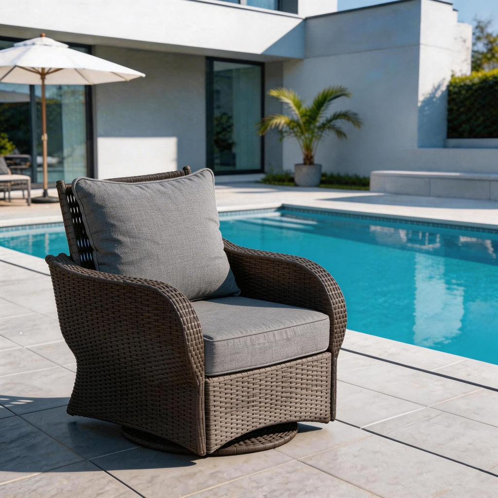COZYVIDA 5.1" Thick Outdoor Patio Cushions Set of 2, 22"x24"x5.1" Seat, C0 Water-Resistant Breathable Fabric, UV-Resistant 1000+ Hrs, 35D Foam with Recycled Fiber Fill,Beige