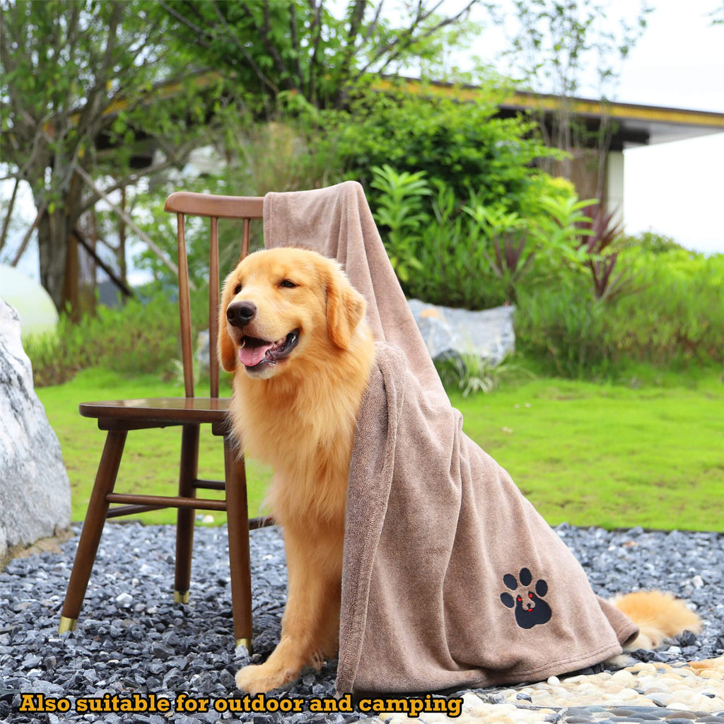 Dogvingpk Medium Dog Towel 4 Pack, Super Absorbent Soft Quick Drying Microfiber Pet Bath Towels for Medium & Small Dogs (M-36" * 28", 2Grey and 2Brown)