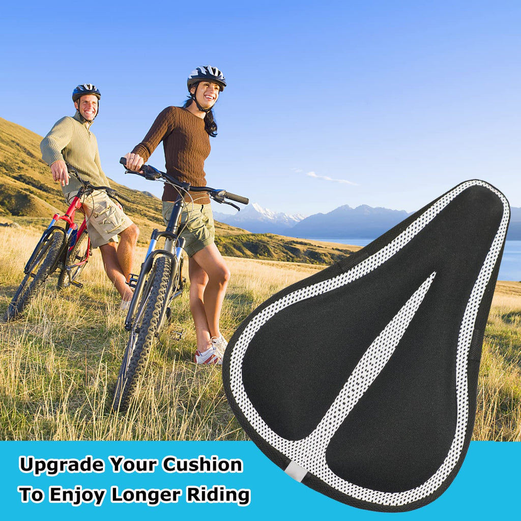 Geronmine Gel Bike Seat Cover Padded Bicycle Saddle Covers for Women & Men, Most Comfortable Exercise Bike Seat Cushion Cover, Soft for Spin Indoor Outdoor Cycling Class Mountain Stationary Bikes
