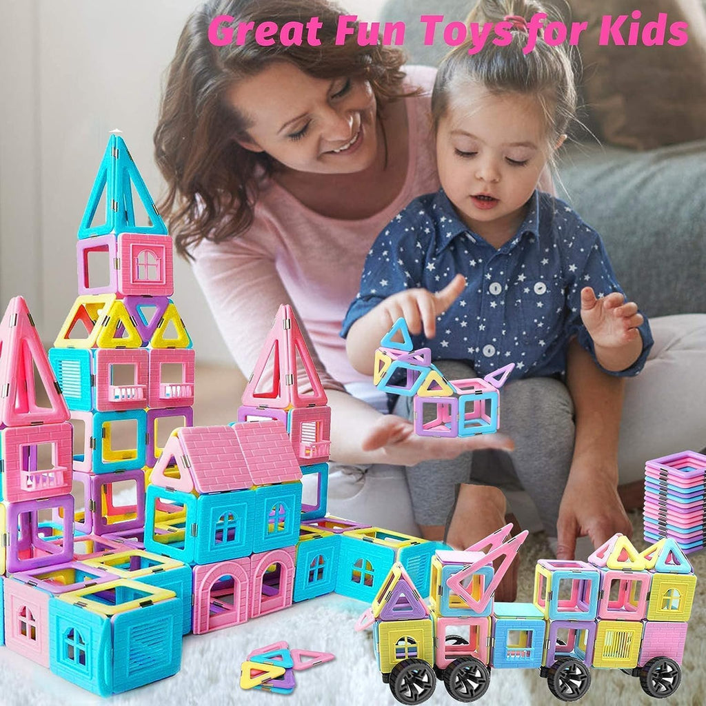 Tolnetr Magnetic Tiles Toys for 3 4 5 6 7 8+ Year Old Boys Girls Upgrade Macaron Castle Blocks Building Set for Toddlers STEM Creativity/Educational Toys for Kids Age 3-6 Christmas Birthday Gifts