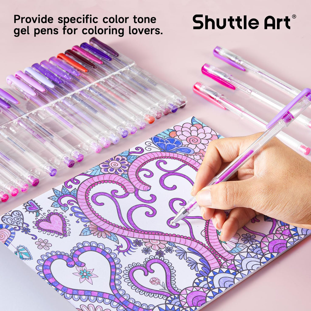 Shuttle Art Pastel Gel Pens, 24 Pastel Milky Colors Gel Pen for Black Paper, Adults Coloring Books Drawing Doodling Crafts Scrapbooking Journaling