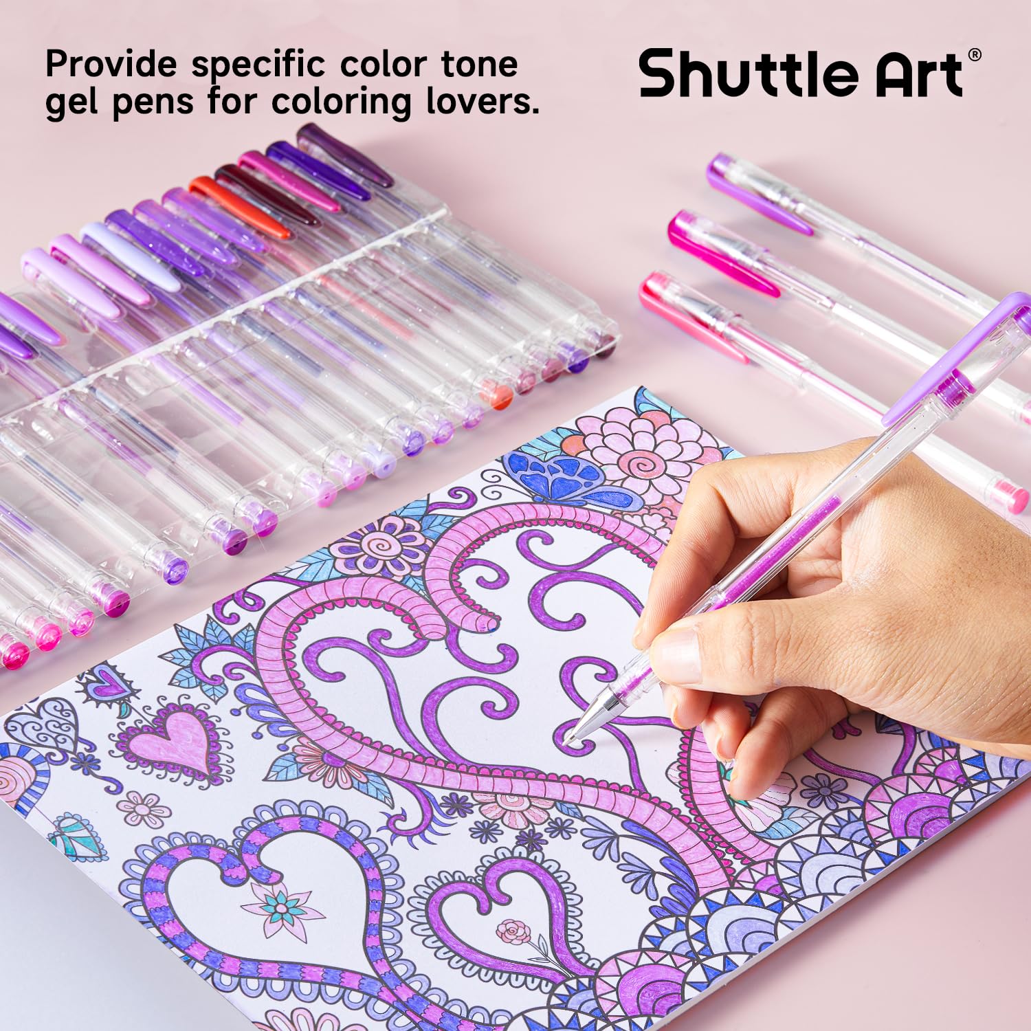 Shuttle Art Pastel Gel Pens, 24 Pastel Milky Colors Gel Pen for Black Paper, Adults Coloring Books Drawing Doodling Crafts Scrapbooking Journaling