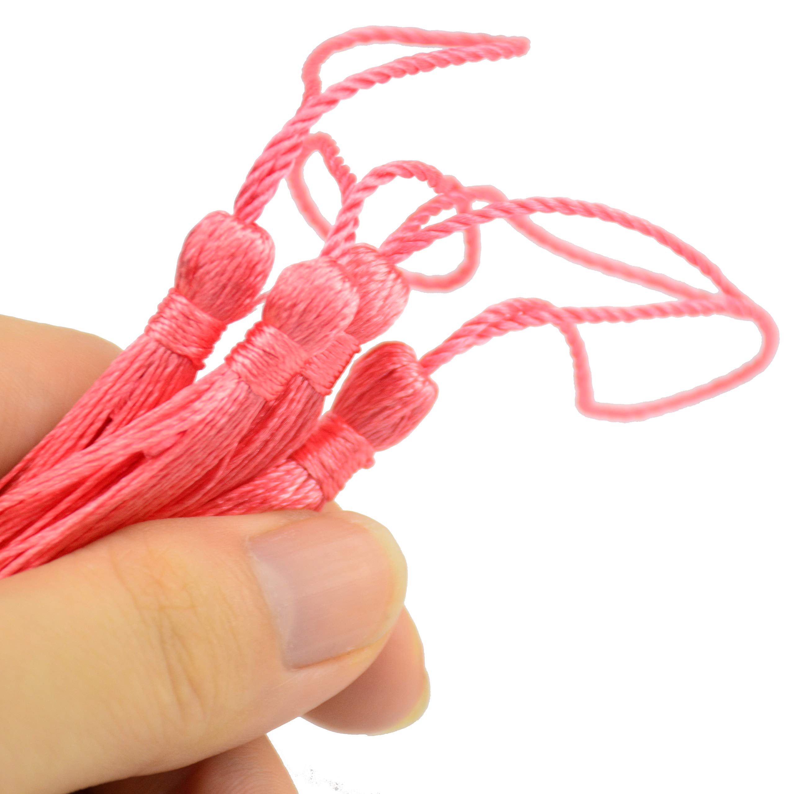 Makhry 100pcs 13cm/5 Inch Silky Floss Bookmark Tassels with 2-Inch Cord Loop and Small Chinese Knot for Jewelry Making, Souvenir, Bookmarks, DIY Craft Accessory (Dark Grey)