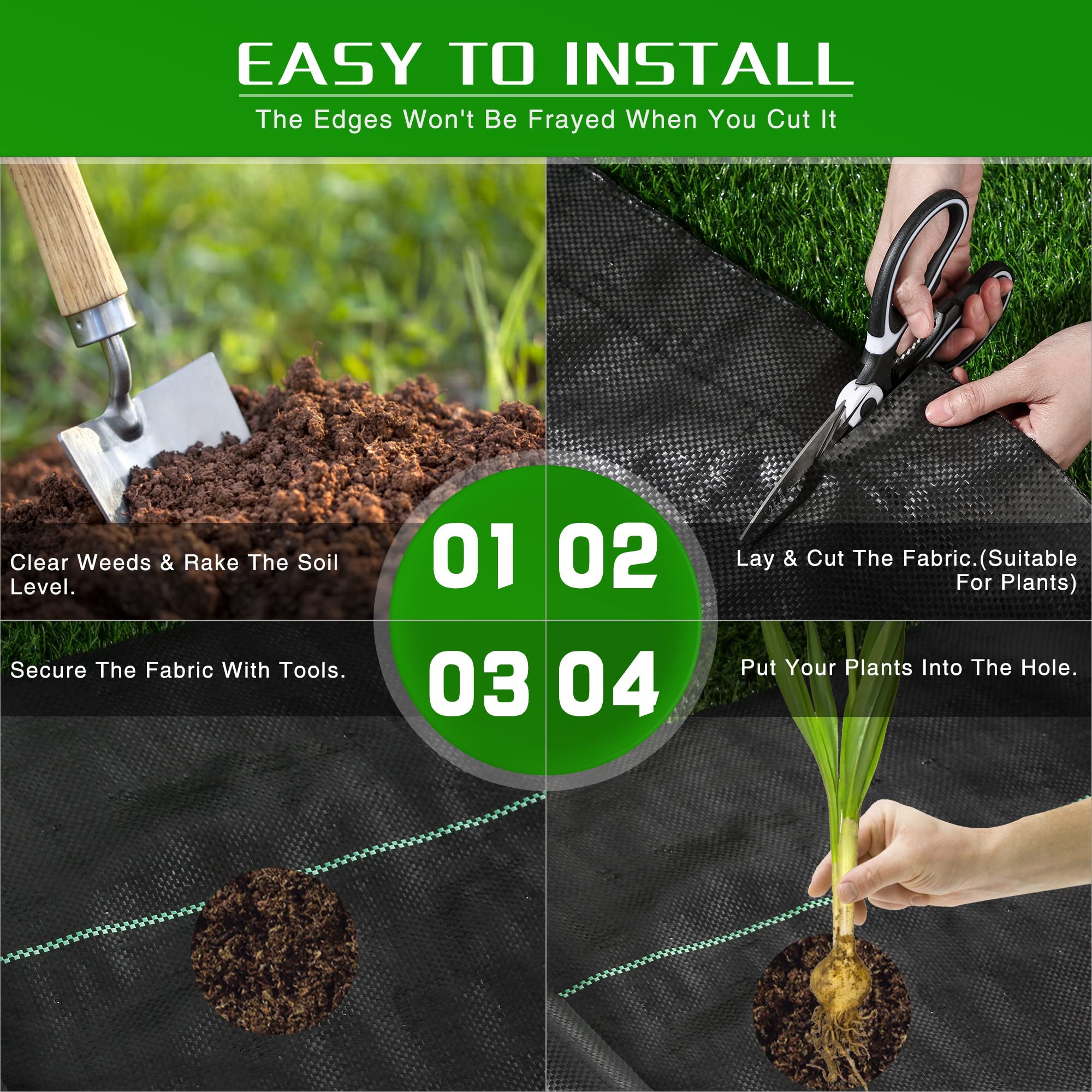 Weed Barrier Landscape Fabric Heavy Duty, 1.3FT x 50FT Thicken Garden Fabric Weed Mats, Weed Control Garden Cloth, Woven Geotextile Fabric for Garden Beds, Underlayment, Commercial Driveway