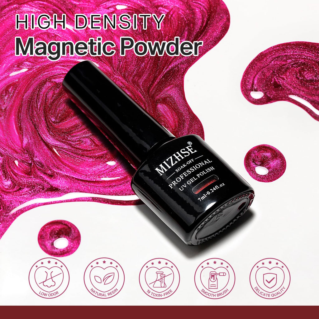 MIZHSE Cat Eye Gel Nail Polish, Moonlight Magnetic Gel Polish and Sheer Nude Nail Kit with 1 Magnet Stick, Glass Shiny Effect Silver Pink Purple Soak Off Manicure Home DIY