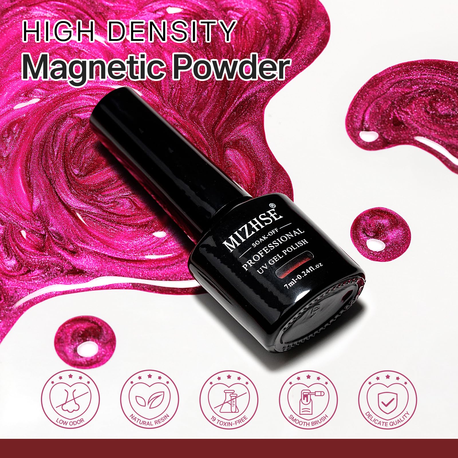 MIZHSE Cat Eye Gel Nail Polish, Moonlight Magnetic Gel Polish and Sheer Nude Nail Kit with 1 Magnet Stick, Glass Shiny Effect Silver Pink Purple Soak Off Manicure Home DIY