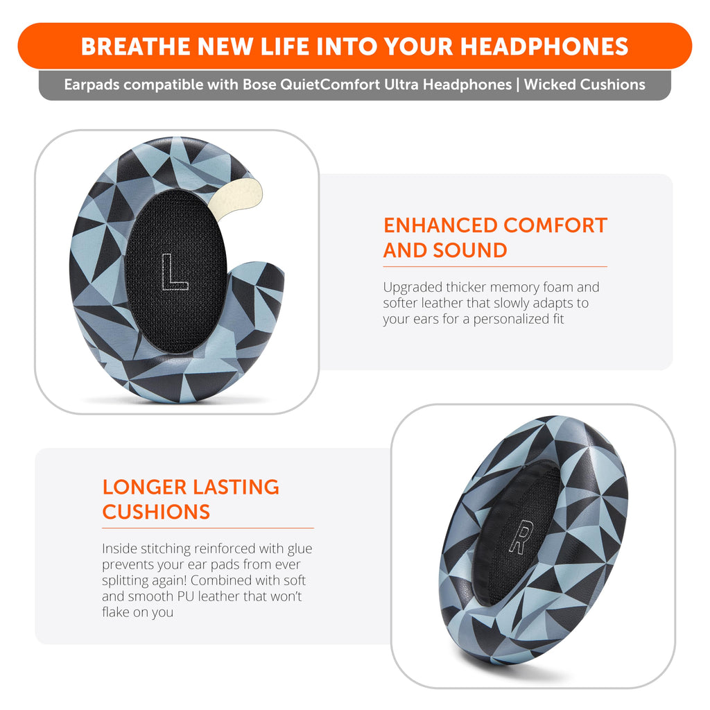 WC PadZ QC Ultra – Upgraded Replacement Earpads Compatible with Bose QuietComfort Ultra Gen 1 & Gen 2 by Wicked Cushions | Enhanced Comfort, Thickness & Durability | 90's Black