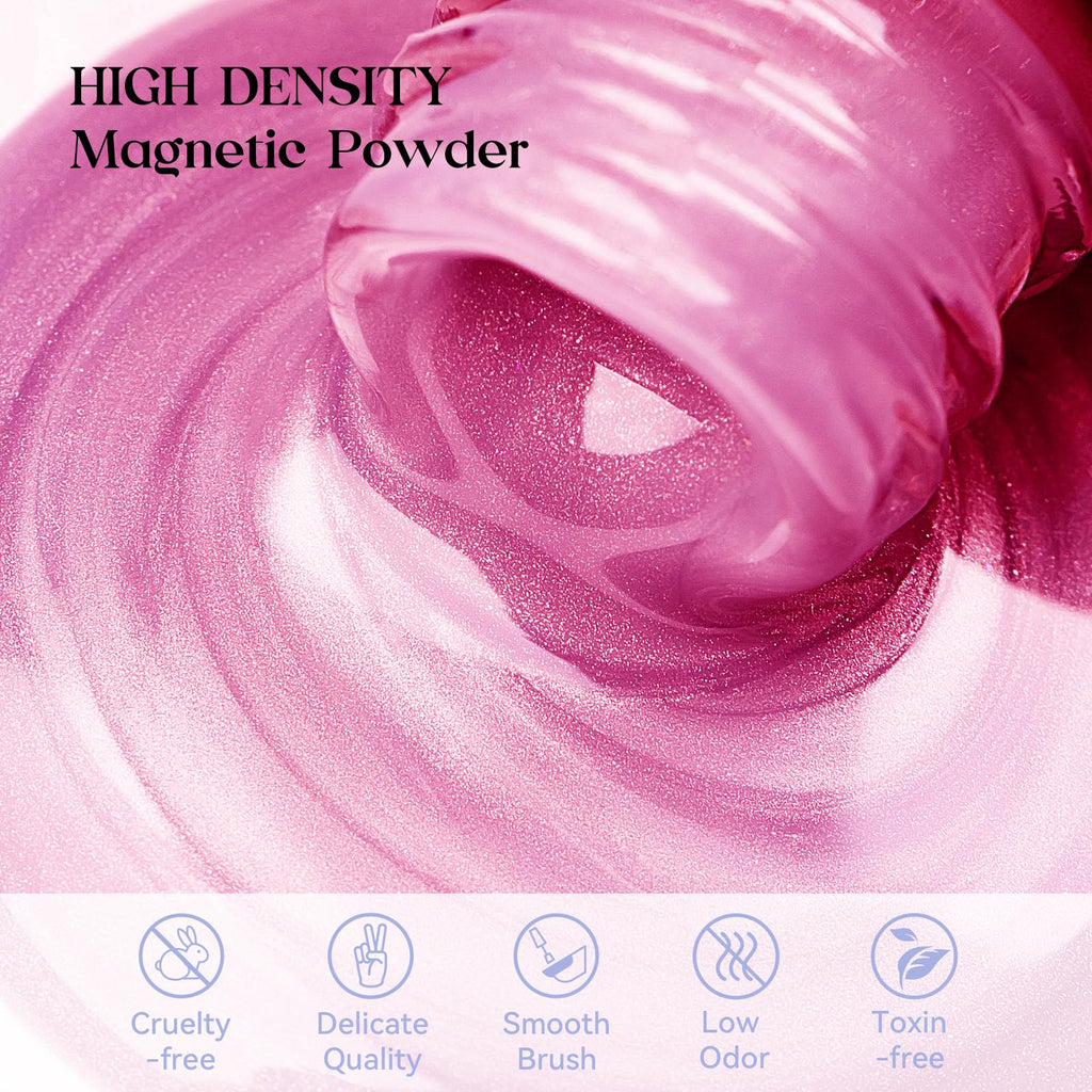 MIZHSE Cat Eye Gel Nail Polish, Moonlight Magnetic Gel Polish and Sheer Nude Nail Kit with 1 Magnet Stick, Glass Shiny Effect Silver Pink Purple Soak Off Manicure Home DIY