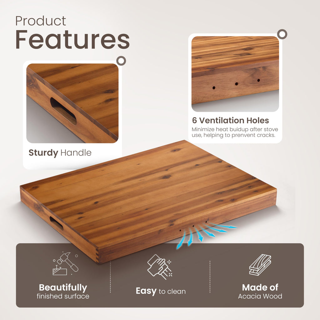 TIDITA Stove Top Covers for Electric Stove 30”x22” (Outer) / 28.9”x20.8” (Inner) - Acacia Wood Noodle Board for Gas Stovetop - Stove Top Covers for Gas Burners - Sink Cover For Counter Space