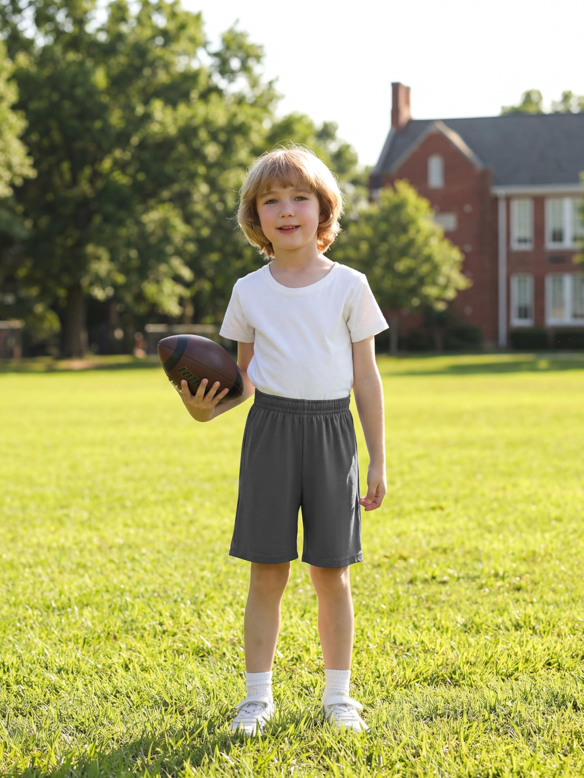 Resinta 4 Pack Toddler Boy Shorts Elastic Waist Boys Athletic Basketball Soccer Shorts Summer Pull-On Comfort for Playwear