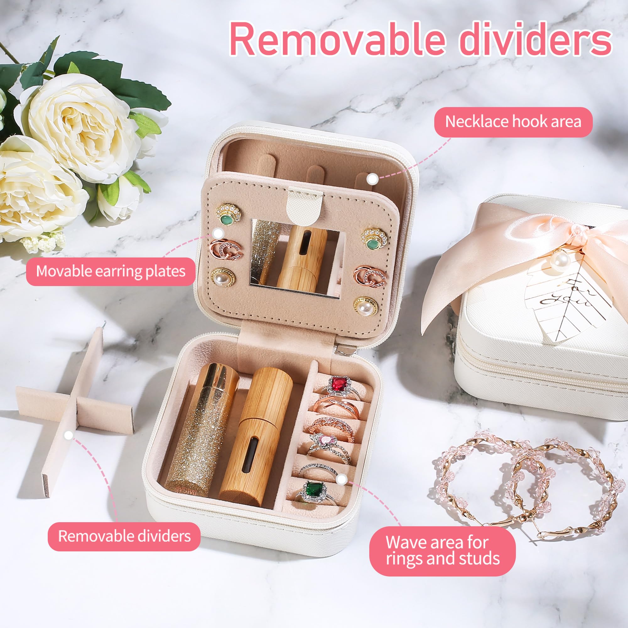 AYGXU Travel Jewelry Box for Women and Girls - Small Case With Initial A-Z - Teacher Gifts