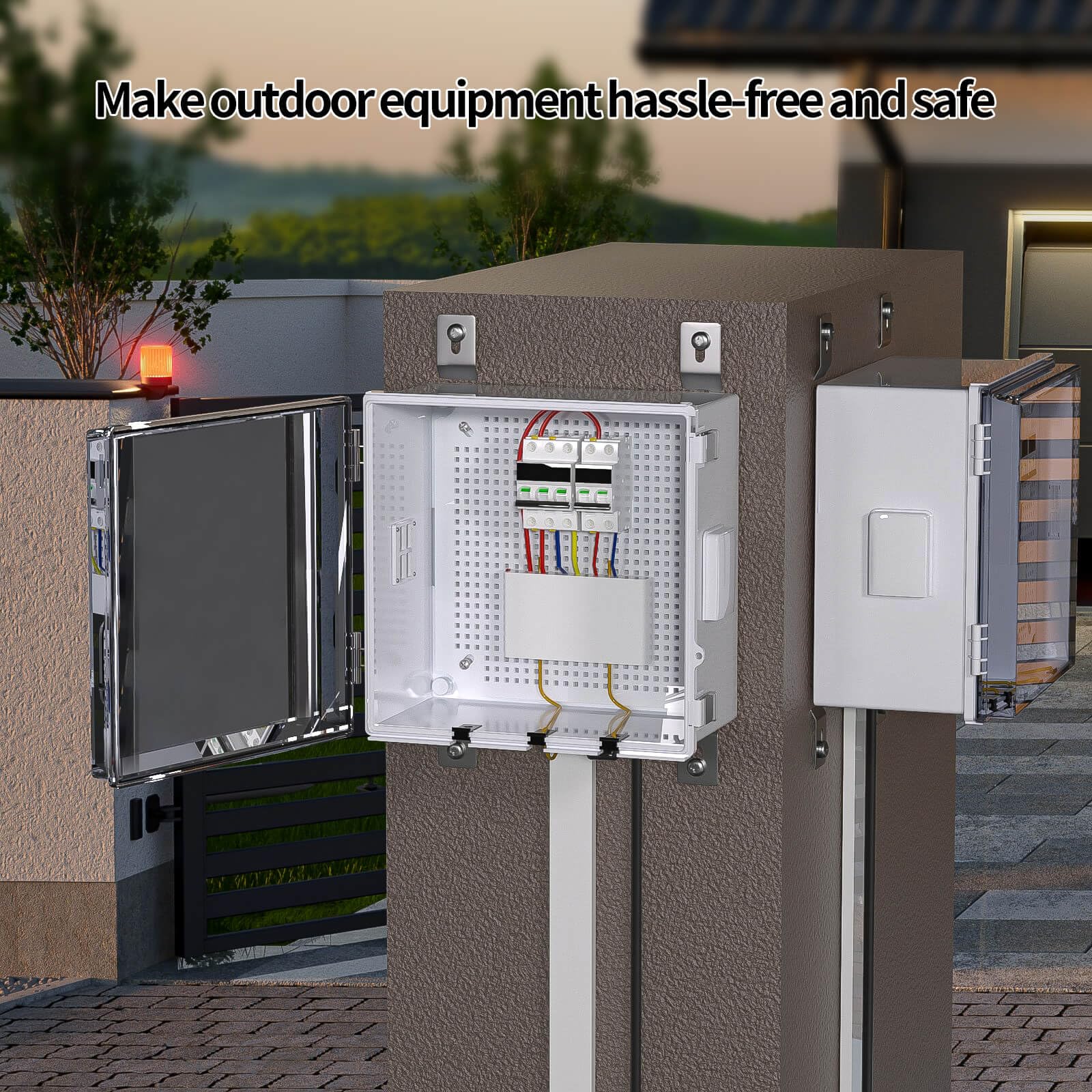 ABS Electrical Junction Box, Ventilated Design, Cable Grommets, IP65 Waterproof Enclosure, Indoor/Outdoor Use with Mounting Panel. (Clear Cover, 8.7"x6.7"x4.3")