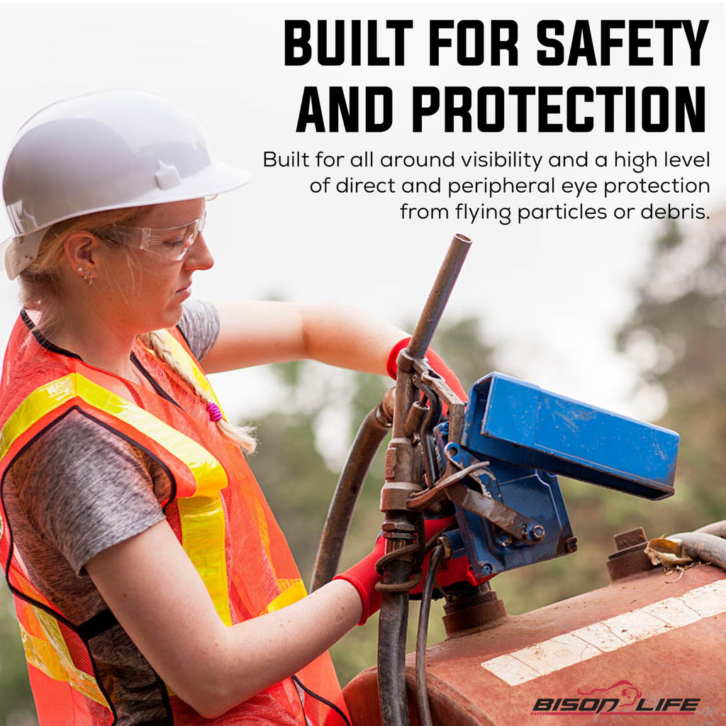 BISON LIFE Clear Safety Glasses – ANSI Z87.1 Certified Scratch & Impact Resistant Eye Protection Goggles for Men & Women