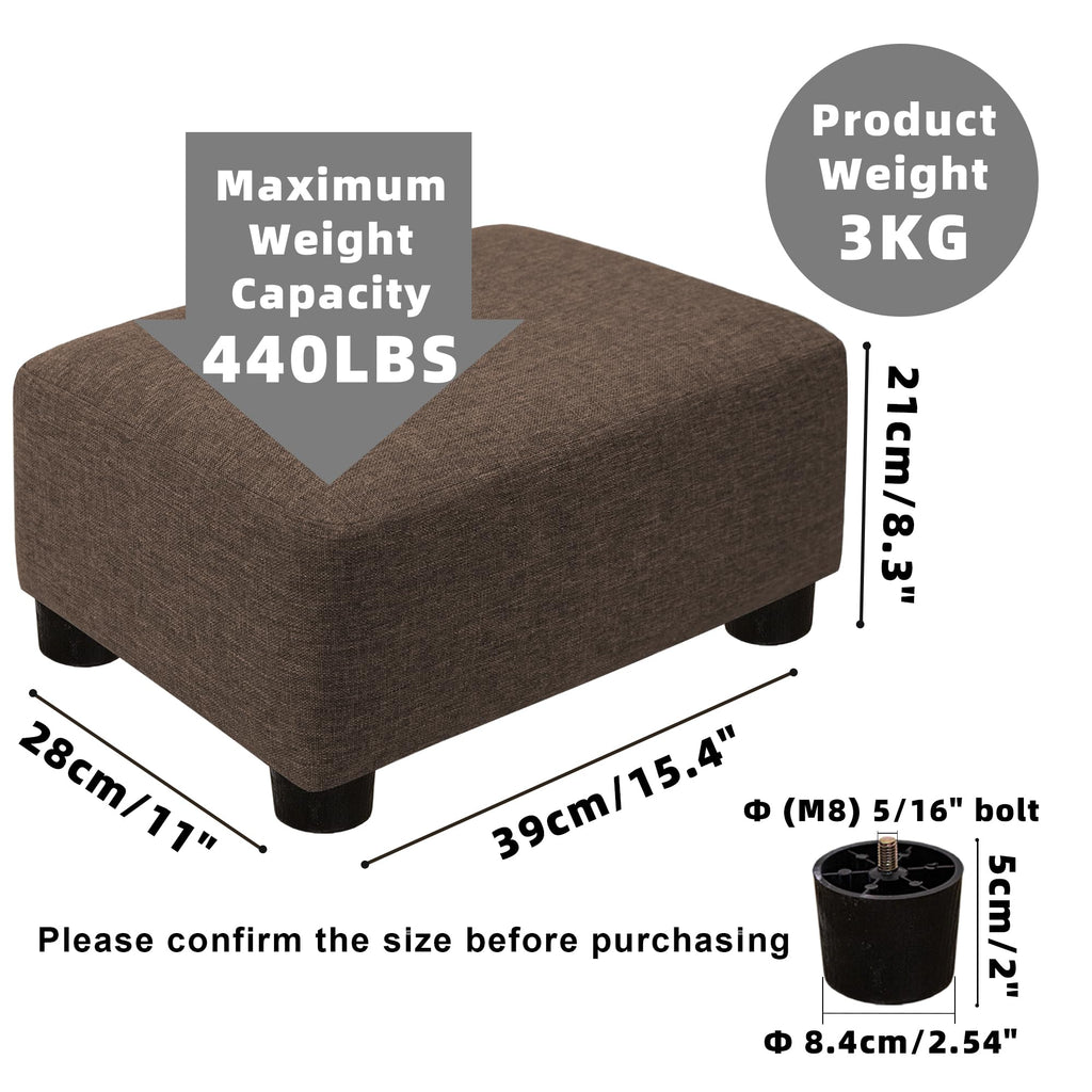 CAROLMADE Small Foot Stool Ottoman Footstool with Legs Under Desk Footrest for Living Room Bedroom and Office, Black