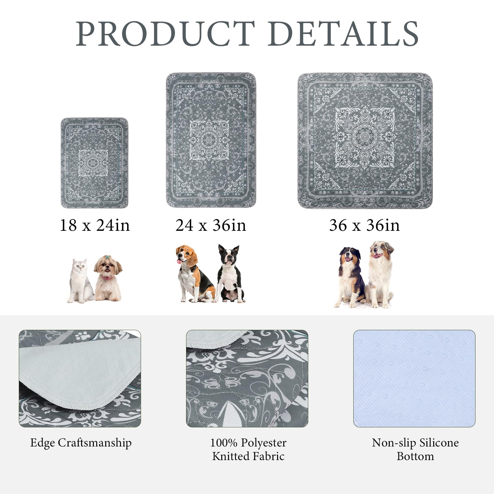 Homimp Washable Pee Pads for Dogs, 2 Pack Reusable Puppy Pads Waterproof, Absorbent and Leakproof Dog Pee Pads, Non Slip Puppy Training Pads, Pet Mat for Floor,Crate,Couch,Whelping,Beige 36"x36"