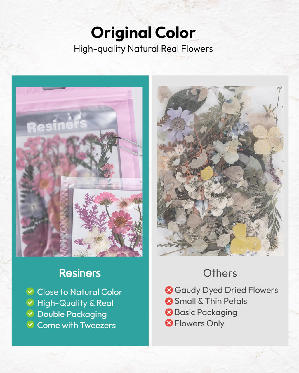 Dried Flowers, Resiners 58Pcs Pressed Flowers for Craft Pink Real Natural Dried Flowers Dry Leaves Kit for DIY Making Crafts Resin Soap Candle Scrapbook Supplies Card Making Jewelry