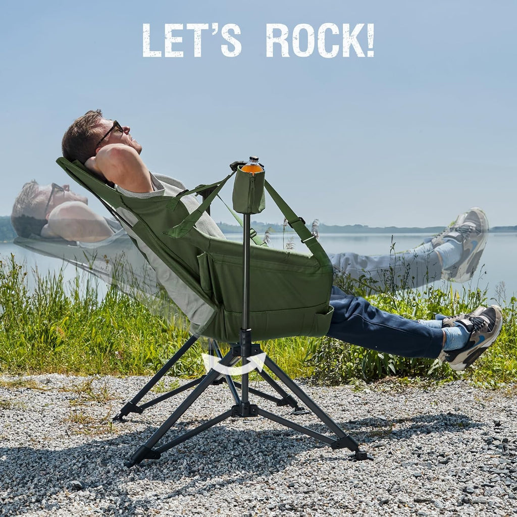 Portal Hammock Camping Chair, Portable Outdoor Swinging Chairs with Adjustable Back and Height for Lawn, Backyard, Patio, Supports 400 lbs, Breathable Mesh High Back, Blue