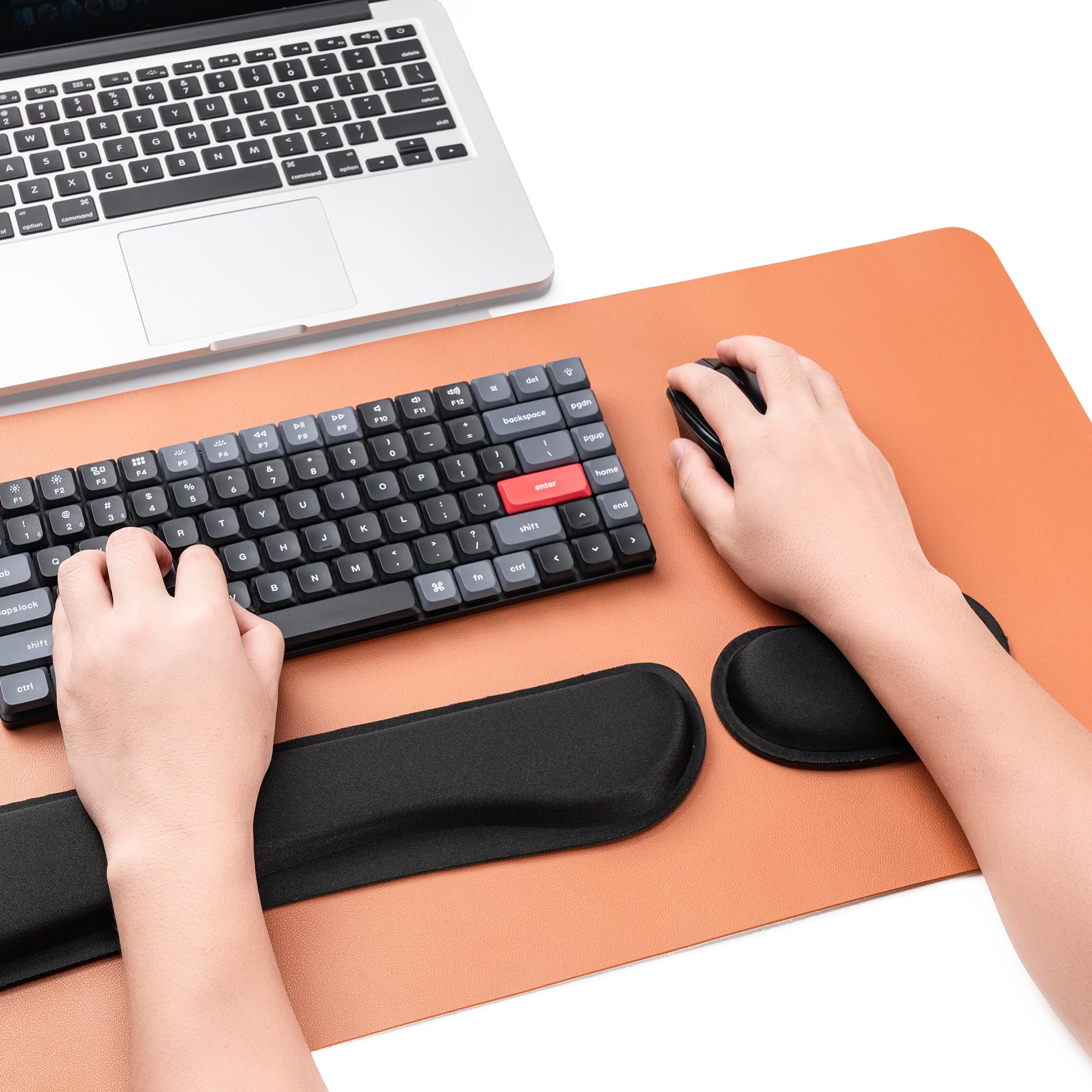 Hoewina Keyboard Wrist Rest,Ergonomic Wrist Rest,Superfine Fabric and Gel Memory Foam Wrist Pad for Computer Keyboard for Easy Typing & Pain Relief, Suitable for Office, Family, Outdoor, Bean Green