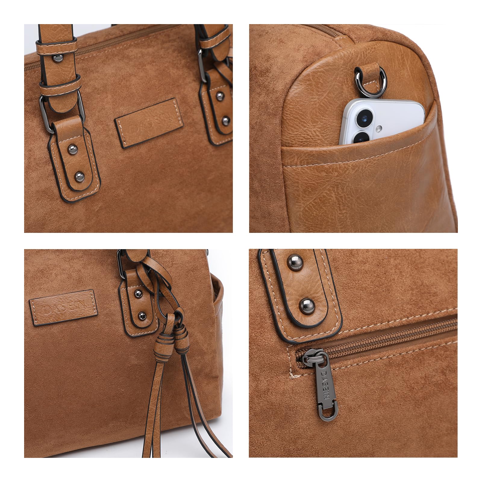 Dasein Women Soft Vegan Leather Barrel Bags Large Hobo Top Handle Work Totes Satchel Handbags Shoulder Purse