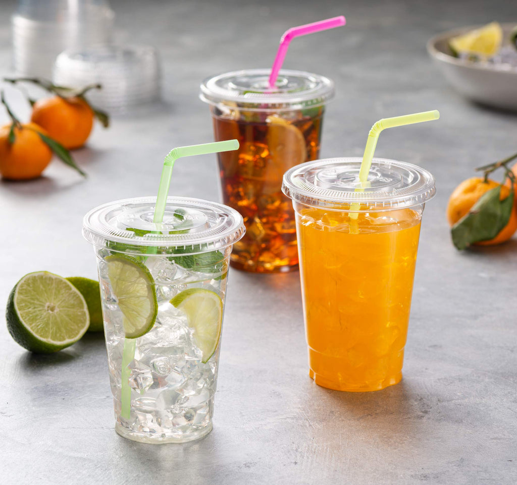 Crystal Clear PET Cups for Iced Coffee,Milkshake, Cold Drinks, Slush, Smoothy's, Slurpee, Ice cream, Dessert, Party's, Plastic Disposable Cups (50, 12 oz)