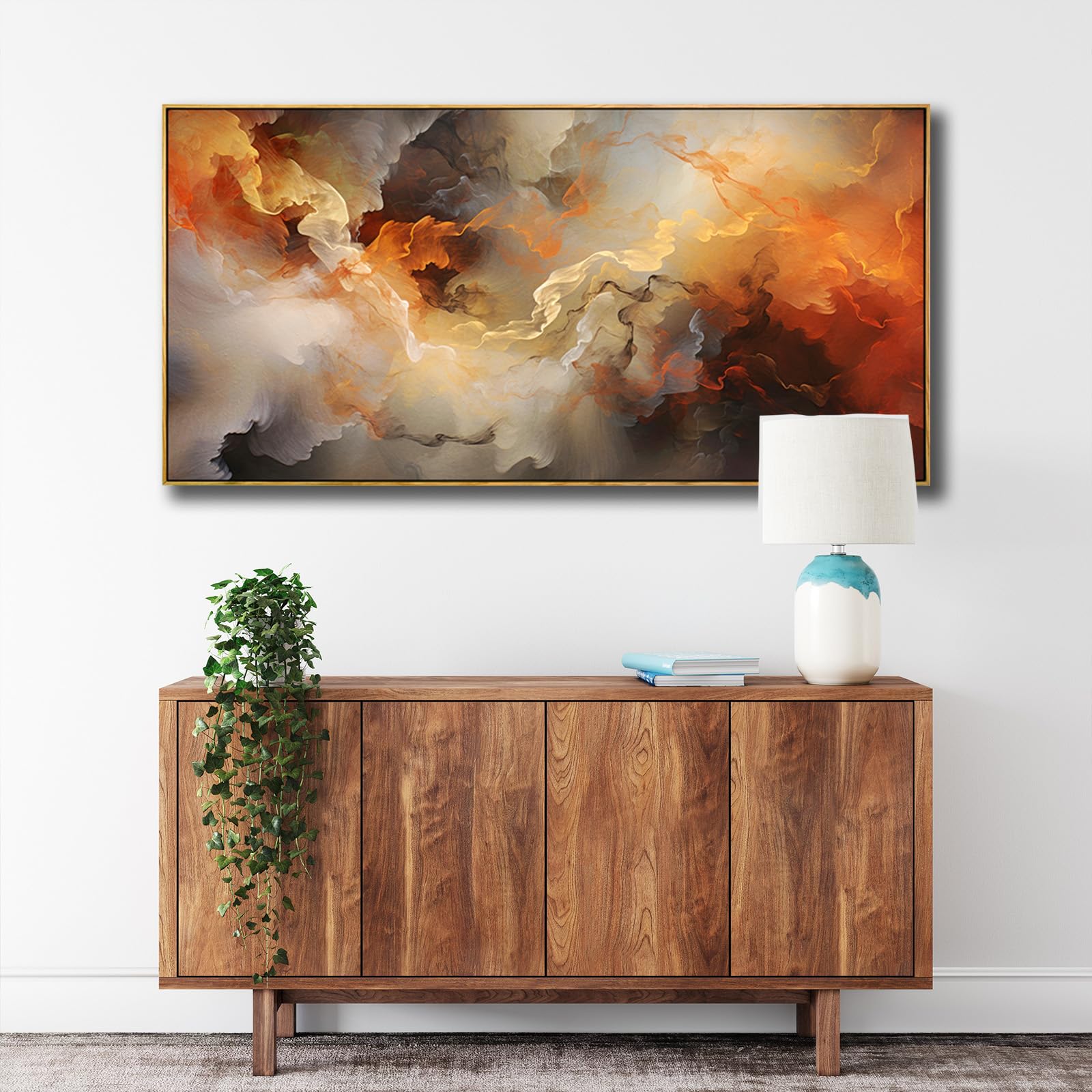 VHMING Abstract Wall Art Artwork Retro Trees Pictures Decor Canvas Painting Framed Ready to Hang Living Room Bedroom and Office Wall Decor 20x40 Inch