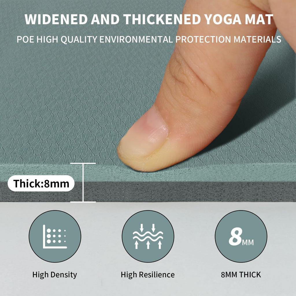 Large Yoga Mat (6'x 4')-POE 0.28''/0.32''/0.4'' Thick Fitness Mat, Eco-Friendly Exercise Mat for Home Workouts, Ideal for Yoga and Pilates