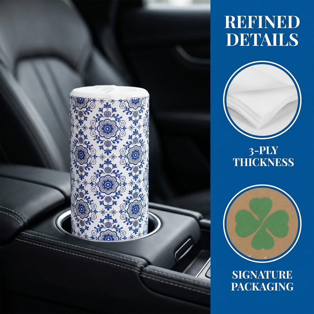 Car Round Canned Tissue Box Cup Holder Facial Tissues,Cylinder Tube Face Towel,4 Canister 3-Ply Car Napkins for Travel Tissue Bulk Fit Home,Office,School by CLOVER