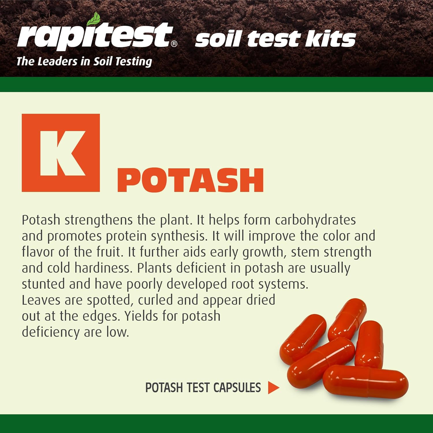 Rapitest Soil Test Kit for Gardens, Vegetables, Flowers and Lawns. USA designed and assembled soil tester completely, quickly and accurately measures/analyzes soil pH acidity and garden nutrients