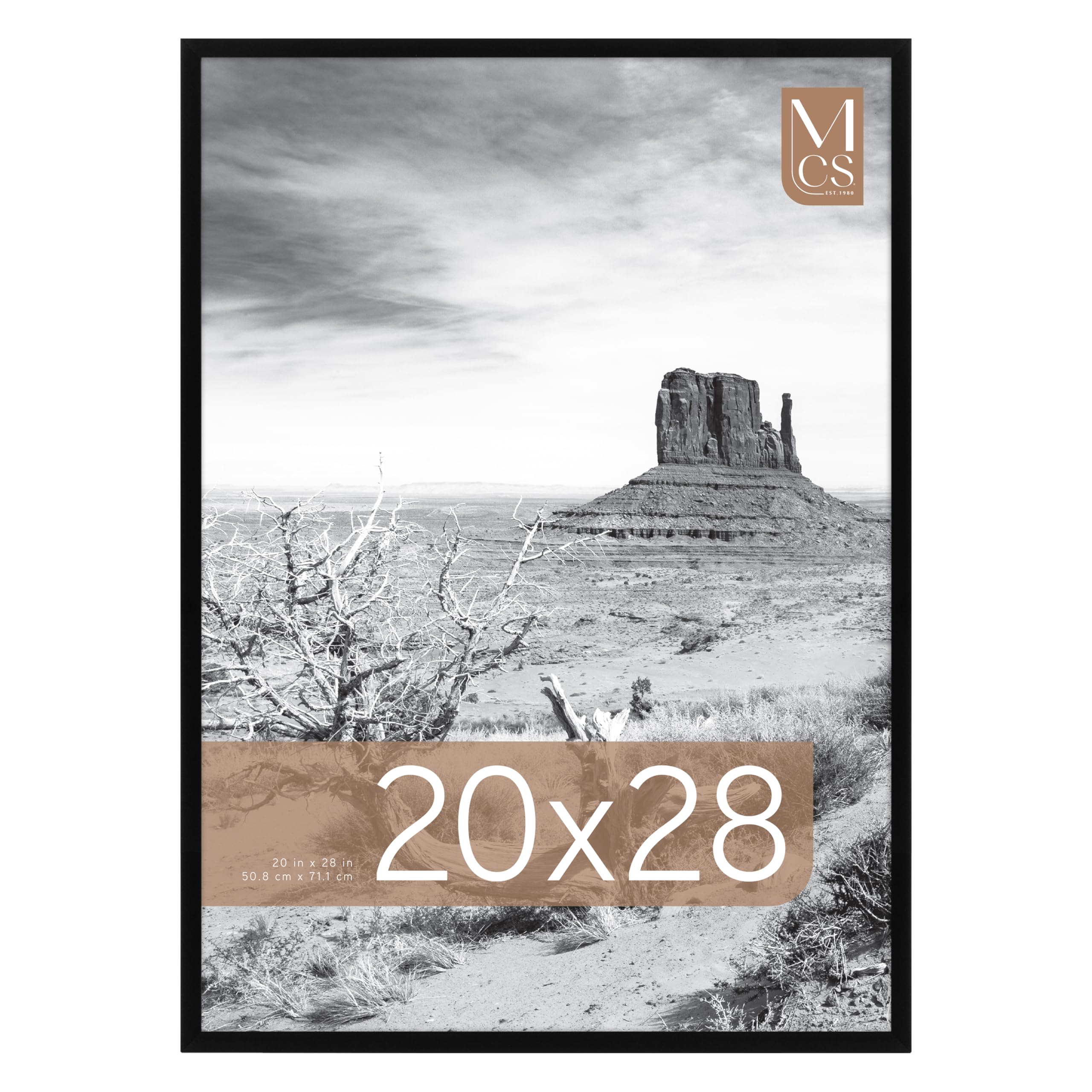 MCS Everline Collection 14x20 Matted Poster Frame with 11x17 Picture Display, Black Vertical & Horizontal Wall Hanging Large Frame for Photos, Posters & Art Prints (1-Pack)