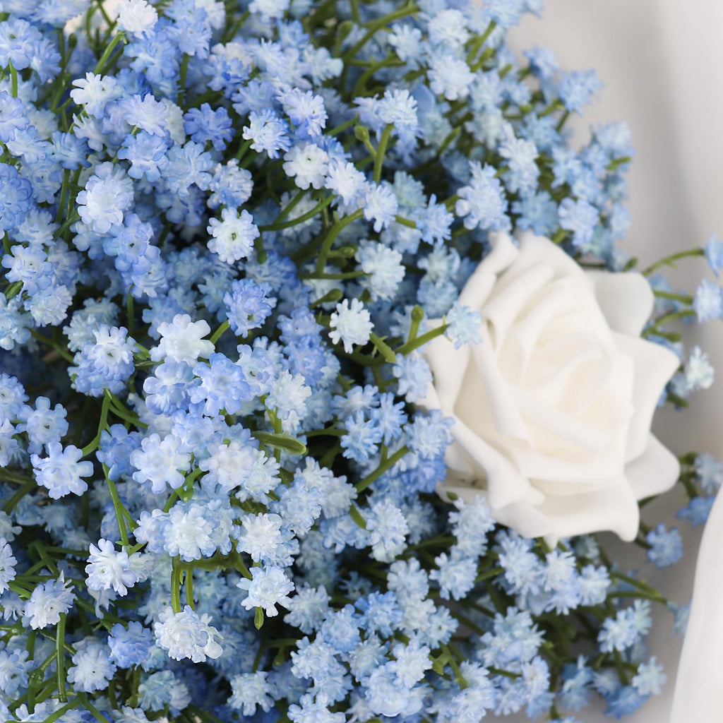 15 PCS Babys Breath Artificial Flowers Fake Babys Breath Flowers Artificial Bulk Blue Gypsophila Bouquets Real Touch Faux Flowers for Wedding Floral Arrangement Party Home Decoration