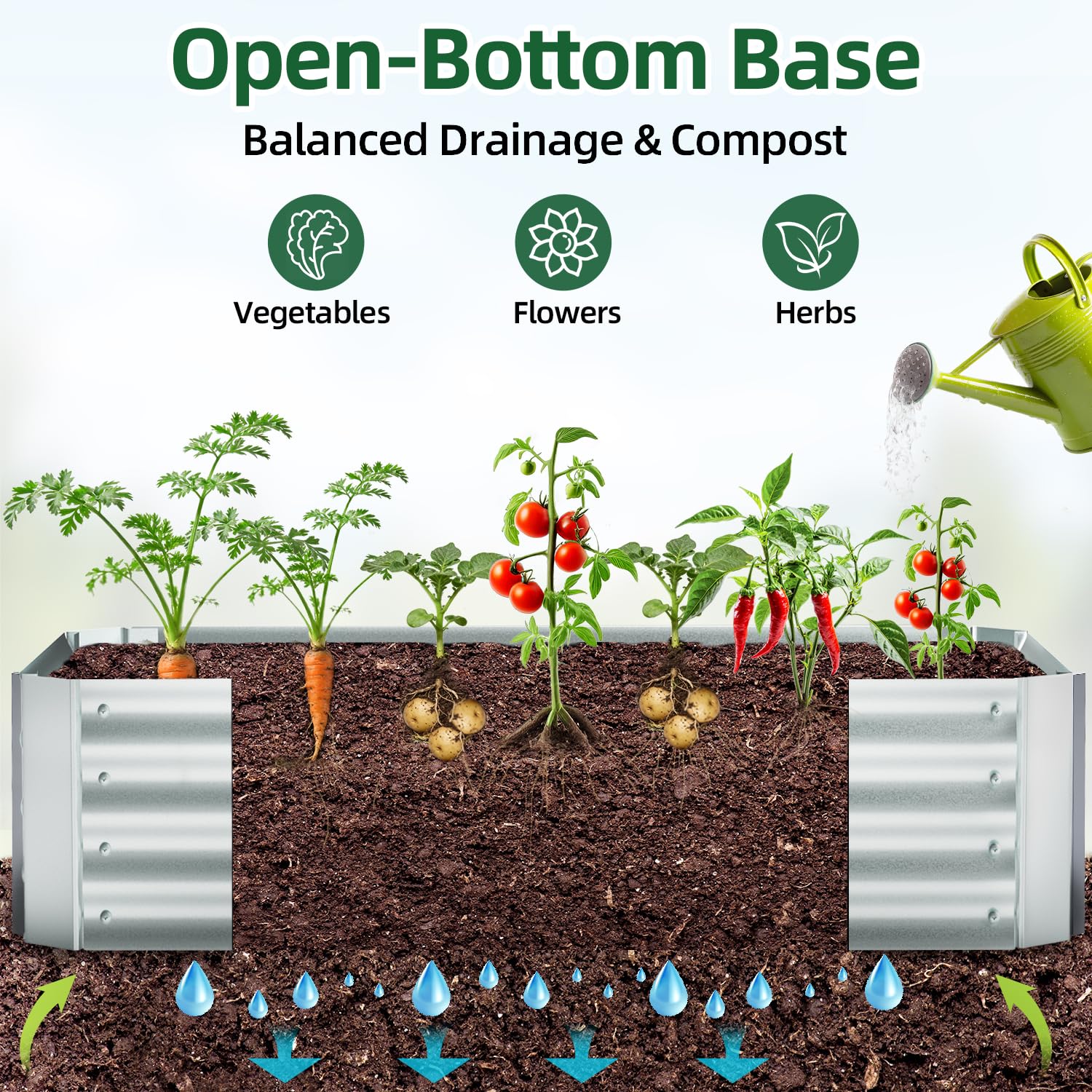 Ohuhu 8x4x1 FT Raised Garden Bed with Cover, 3-in-1 Galvanized Metal Planter Box with Greenhouse for Outdoor Plants, Dual-Side Access for Easy Plant Care, All-Season Frost & Pest Protection