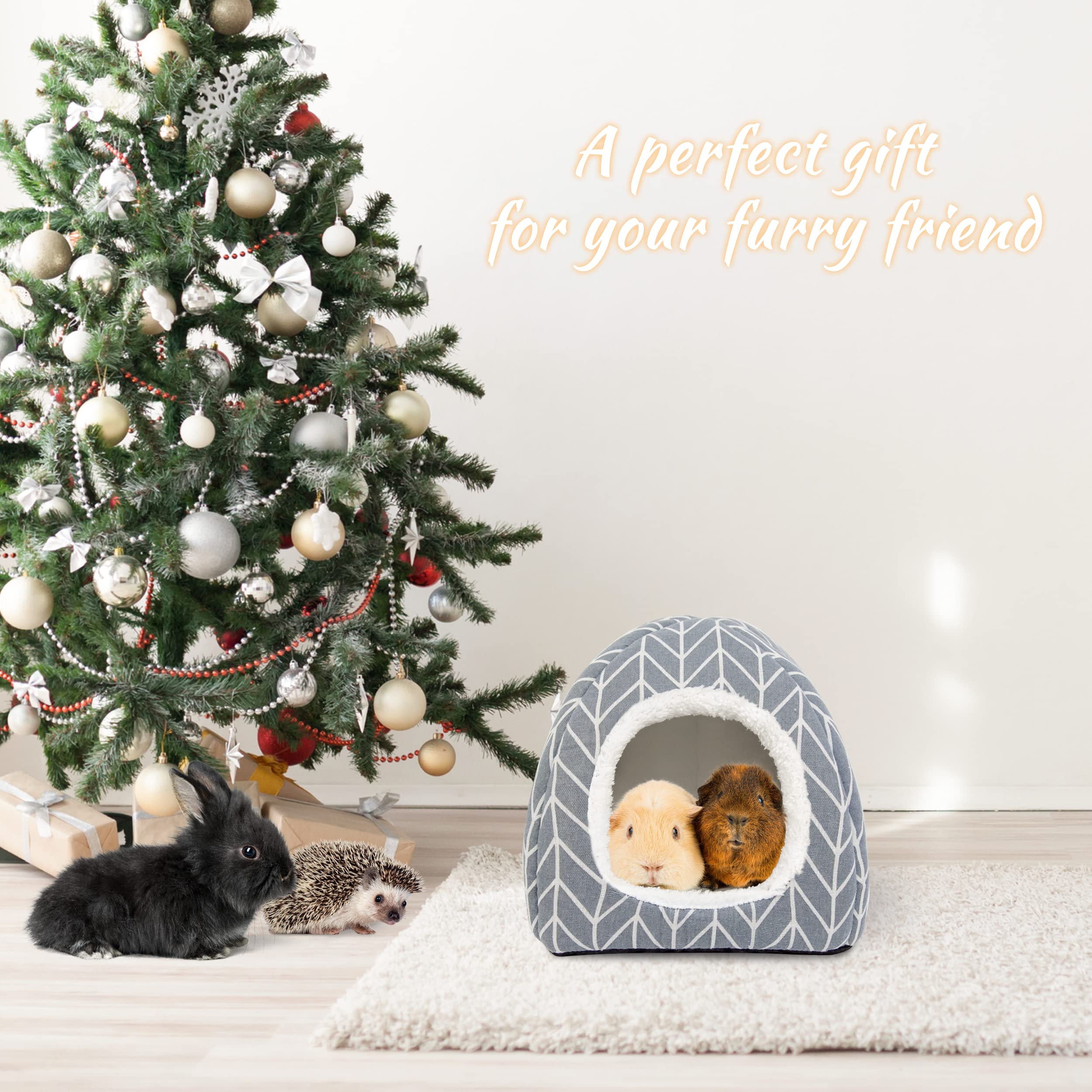 Guinea Pig Hideout Bed Dwarf Rabbit House Cave Accessories Cozy Hide-Out for Little Bunny Hedgehog Ferret Chinchilla&Other Small Animals