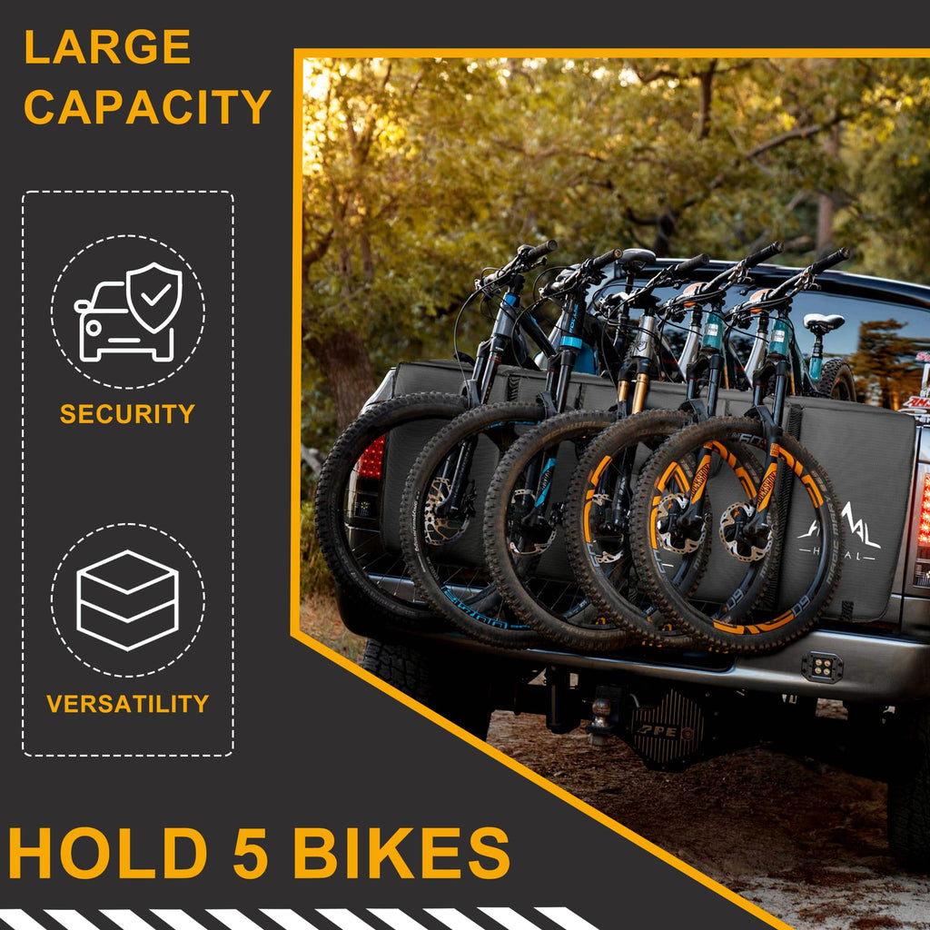 Himal Outdoors Tailgate Pad for Mountain Bike, Tailgate Protection Pad with Tool Pockets, Fits Most Truck Carries Up to 7 Bikes