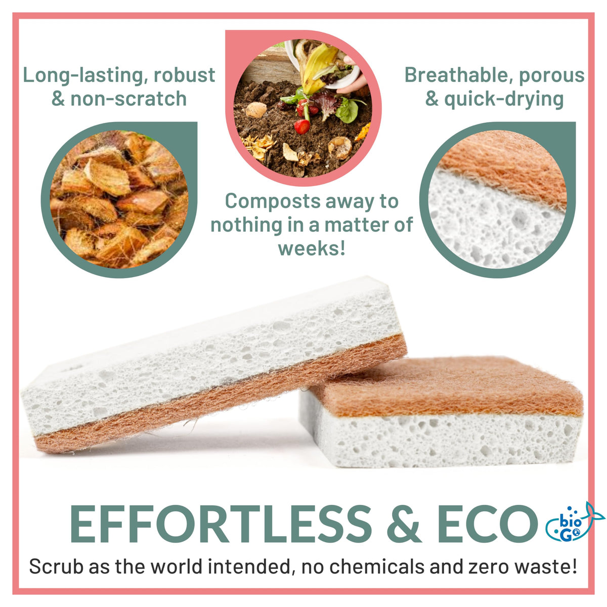 bioGo 30 Pack Compostable Pop-Up Sponges - Expanding, Non-Scratch, Plant-Based Dish - Bulk Color - Pop Up Sponge - Kitchen