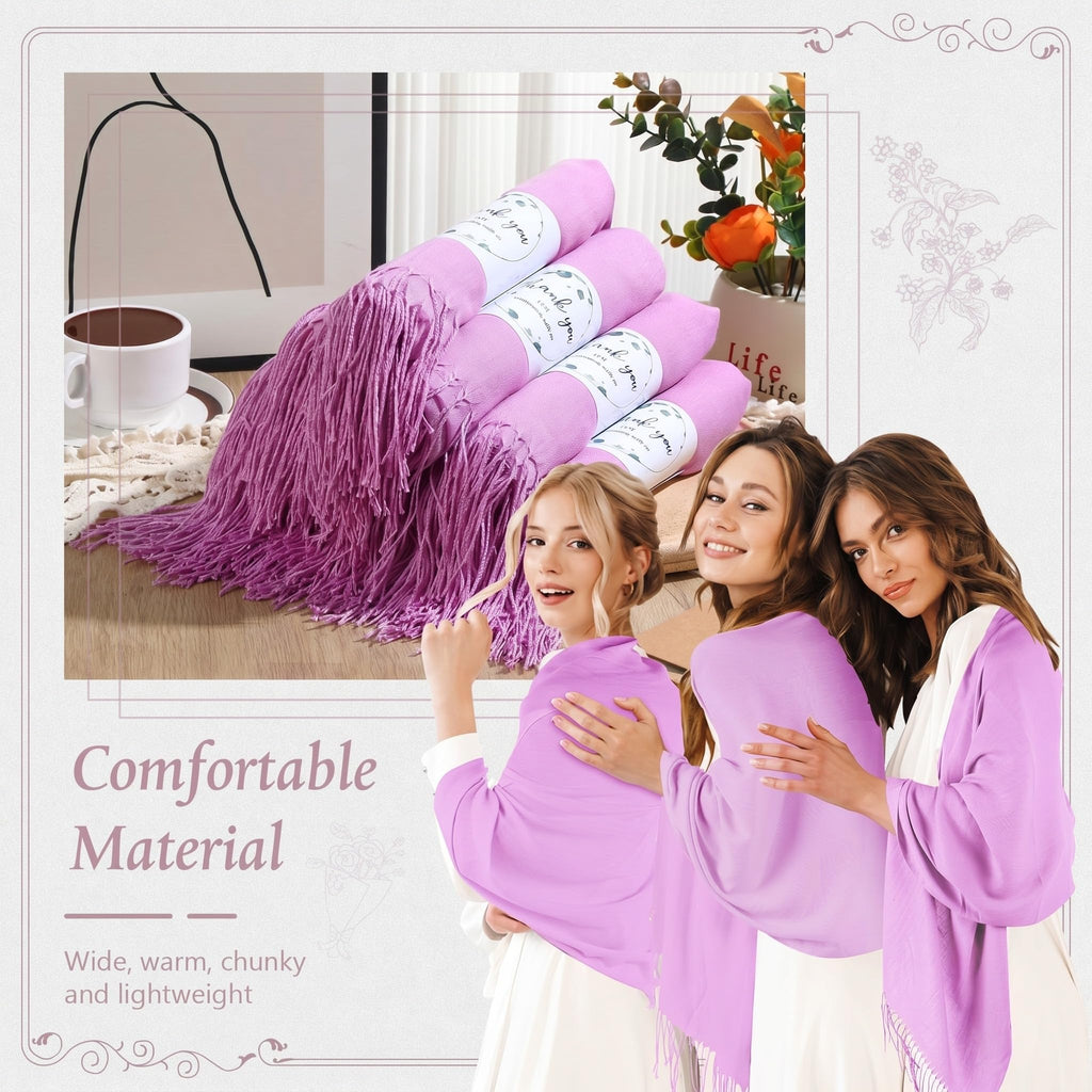Ramede 50/100 Bulk Wedding Shawl Scarf for Women 79 x 28 Guests Shawl Wraps Gifts for Women Bridal Shawls with Thank Cards