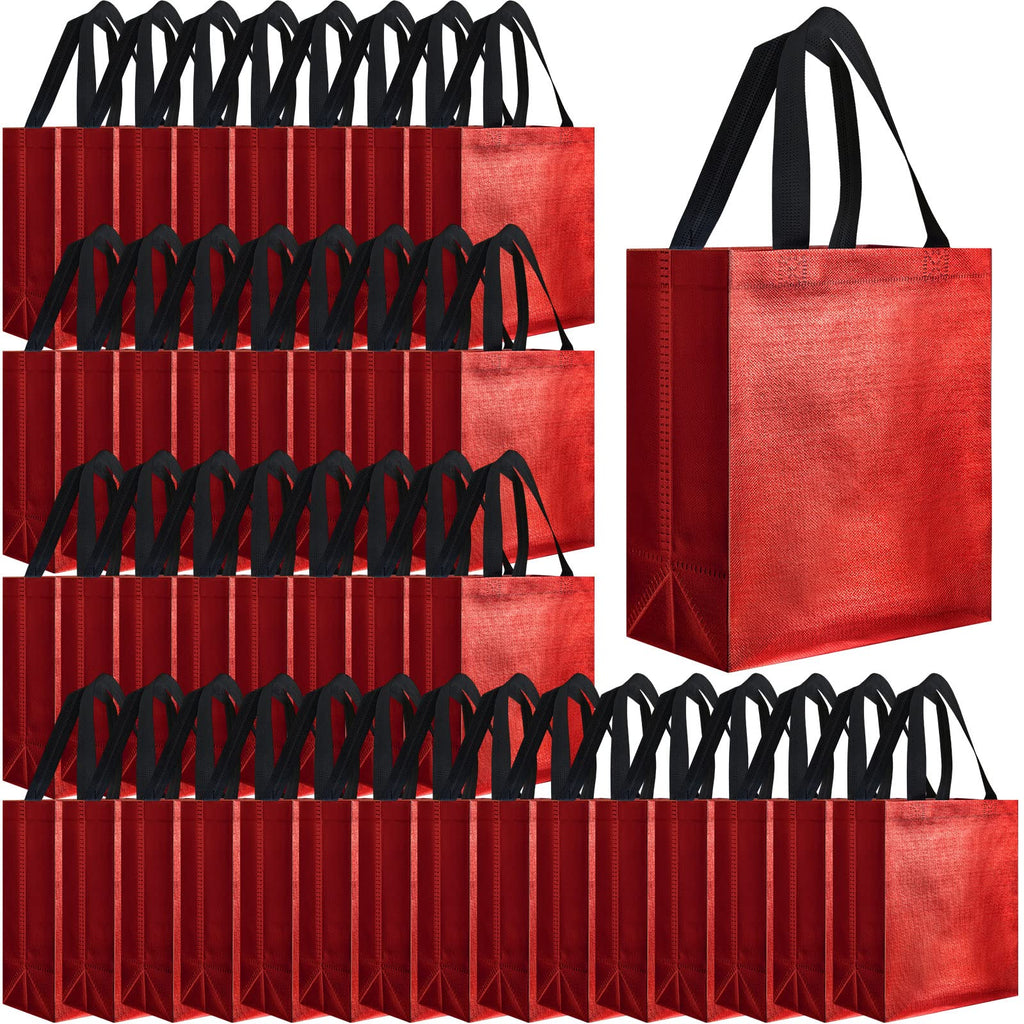 Eccliy 80 Pcs Reusable Gift Bags Set Glossy Grocery Gift Tote Bag with Hadnle for Wedding, Father's Day, Graduation, Summer Event (10 x 8 x 4.7 Inch,Black)