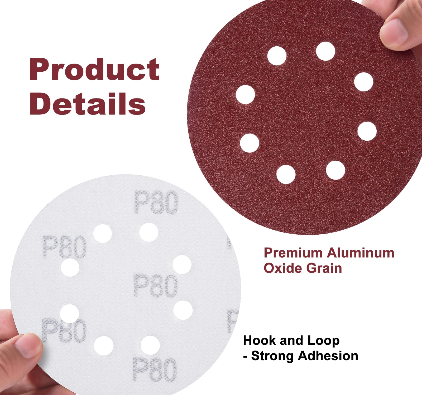 S SATC 72 PCS 5 Inch 8 Hole Hook and Loop Adhesive Sanding Discs Sandpaper for Random Orbital Sander 40 60 80 120 180 240 320 Grits