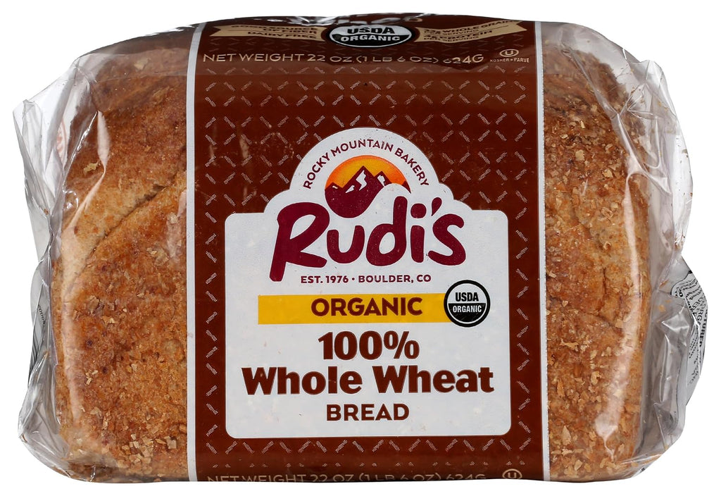 Rudis Bakery, Bread 100 Pct Whole Wheat Organic, 22 Ounce